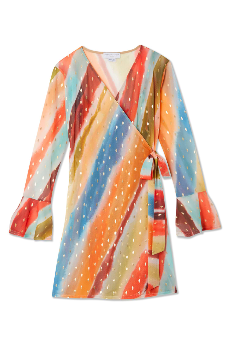 Sunset Stripe Mini Wrap Dress
