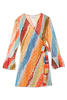 Thumbnail for Sunset Stripe Mini Wrap Dress