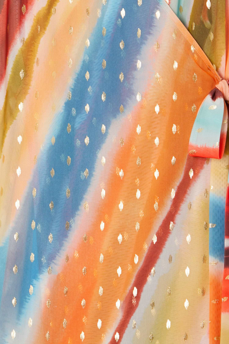 Sunset Stripe Mini Wrap Dress