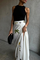 Thumbnail for  caption_Model wears Cream Sahara Jaspre Skirt in UK size 10/ US 6