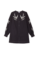 Thumbnail for Black Embroidered Swallow Romance Mini Dress