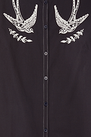Thumbnail for Black Embroidered Swallow Romance Mini Dress