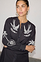 Black Embroidered Swallow Romance Mini Dress