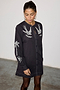 Black Embroidered Swallow Romance Mini Dress