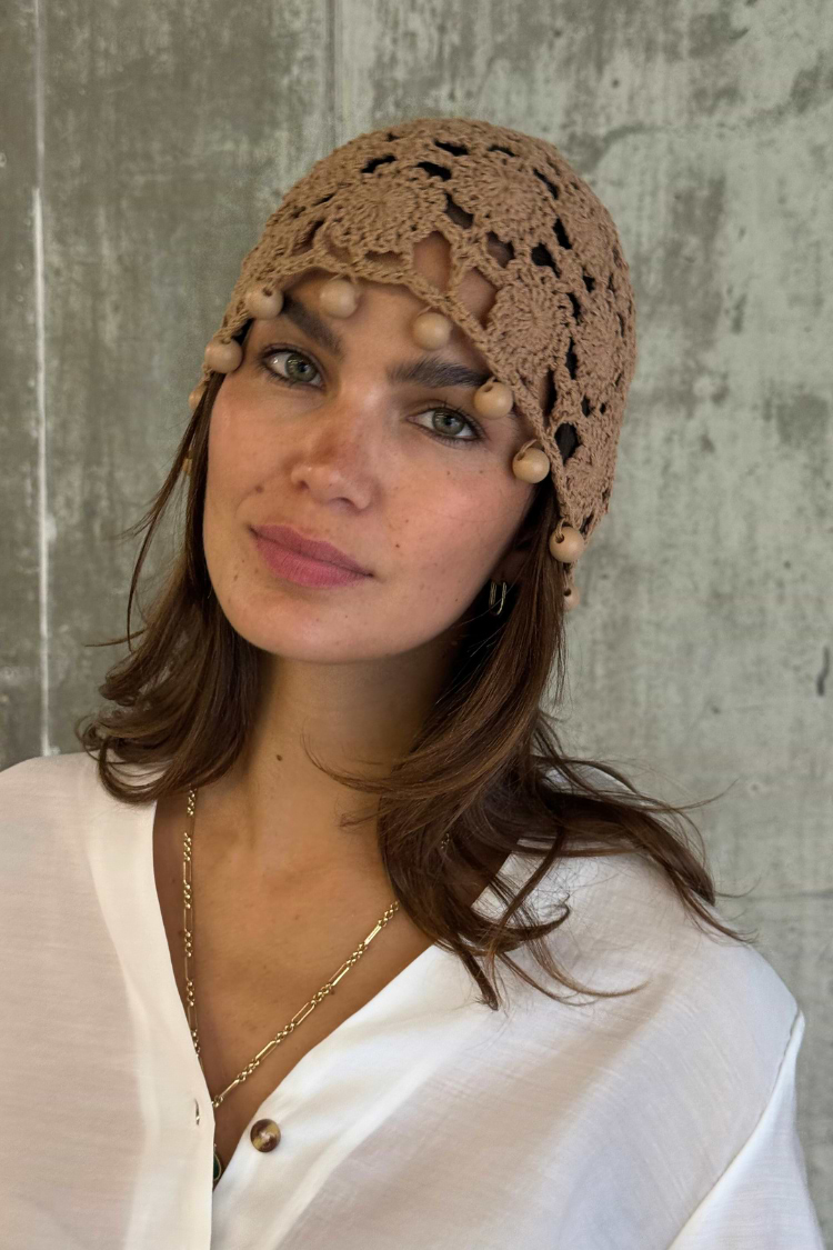 Tan Crochet Beanie
