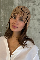 Thumbnail for Tan Crochet Beanie