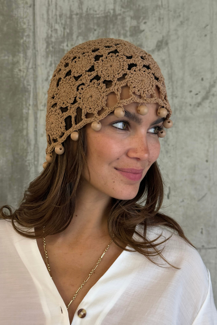 Tan Crochet Beanie
