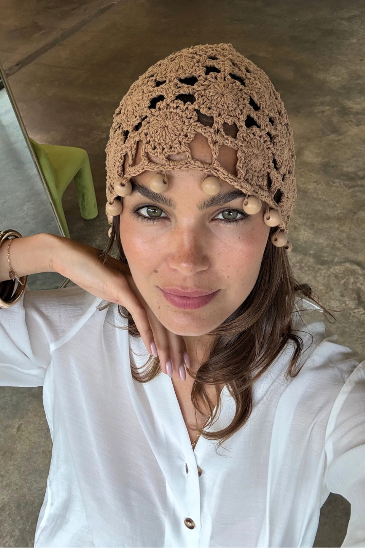 Tan Crochet Beanie