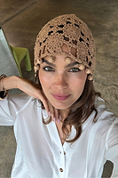 Thumbnail for Tan Crochet Beanie