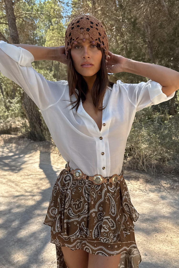 Tan Crochet Beanie