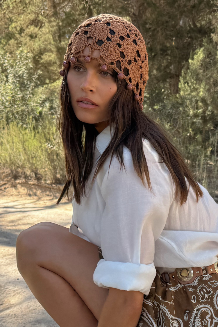 Tan Crochet Beanie