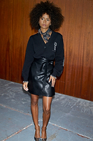 Thumbnail for caption_Model wears Black Vegan Leather Mini Jaspre Skirt in UK size 10/ US 6