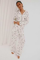 Thumbnail for caption_Model wears Cream Tattoo Button Through Pyjamas in UK size 8/ US 4