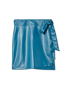 Thumbnail for Teal Vegan Leather Mini Jaspre Skirt Petite