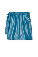 Thumbnail for Teal Vegan Leather Mini Jaspre Skirt Petite
