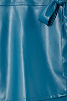 Thumbnail for Teal Vegan Leather Mini Jaspre Skirt Petite