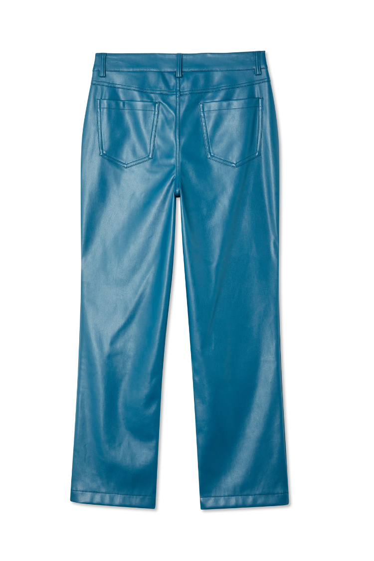 Teal Vegan Leather Trousers