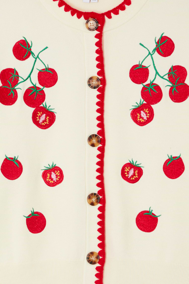 Tomato Embroidered Cardi
