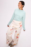 Thumbnail for caption_Model wears Cream Sundazed Wide Leg Joggers  in size S