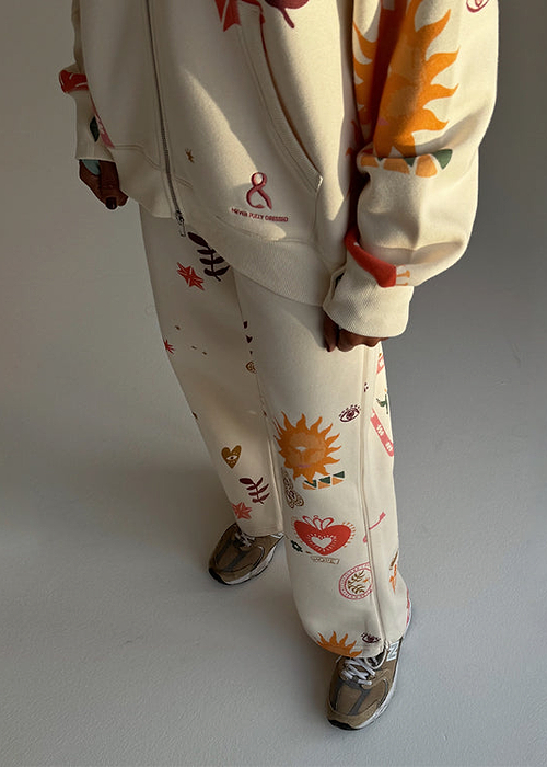 Cream Sundazed Wide Leg Accessible Joggers