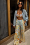 Blue Tropical Ruched Bikini Top