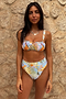 Blue Tropical High Waist Bikini Bottoms