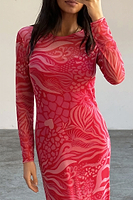 Thumbnail for caption_Model wears Valentine Animal Mesh Dress in UK size 8/ US 4
