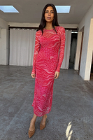 Thumbnail for caption_Model wears Valentine Animal Mesh Dress in UK size 8/ US 4