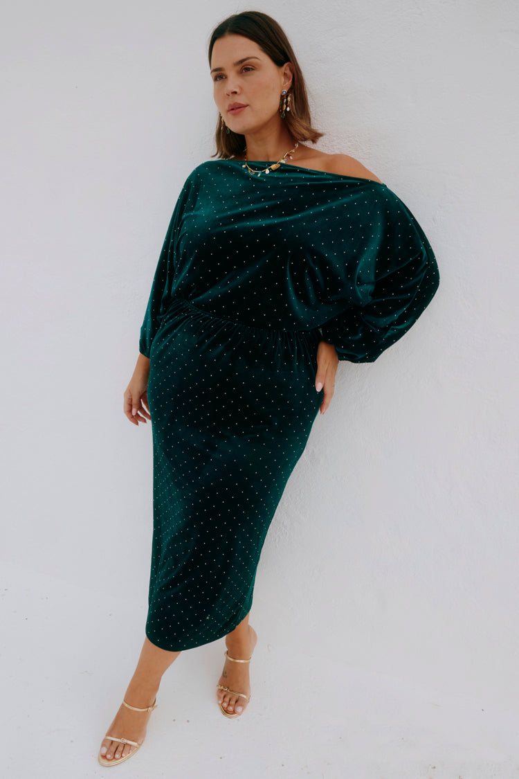 Emerald Velvet Tilly Dress Petite