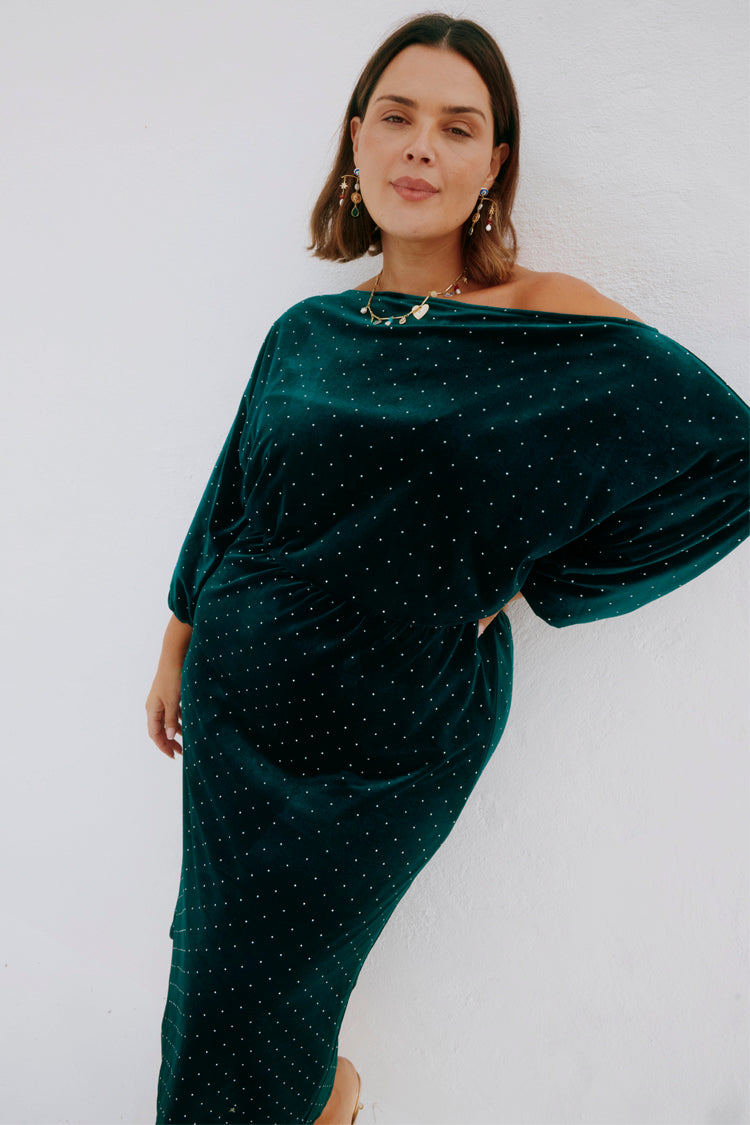 Emerald Velvet Tilly Dress Petite