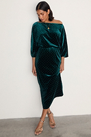 Thumbnail for caption_Model wears Emerald Velvet Tilly Dress  in UK size 8/ US 4