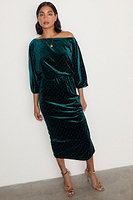 Thumbnail for caption_Model wears Emerald Velvet Tilly Dress  in UK size 8/ US 4