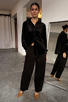 Thumbnail for caption_Model wears Black Velvet Cristi Shirt  in UK size 10/ US 6