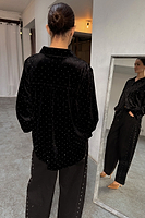 Thumbnail for caption_Model wears Black Velvet Cristi Shirt  in UK size 10/ US 6