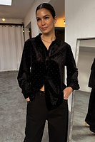 Thumbnail for caption_Model wears Black Velvet Cristi Shirt  in UK size 10/ US 6