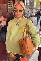 Thumbnail for caption_Model wears Olive Virgo Jumper in size S