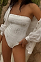 White Embroidered Shell Bandeau Swimsuit