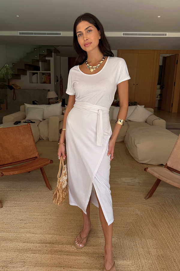 White Jesse Jersey Wrap Dress