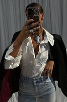 Thumbnail for caption_Model wears White Sicily Shirt in UK size 10/ US 6