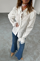 Thumbnail for caption_Model wears White Sicily Shirt in UK size 10/ US 6