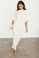 Thumbnail for caption_Model wears Cream Tilly Dress in UK size 10/ US 6