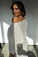 Thumbnail for caption_Model wears Cream Tilly Dress in UK size 18/ US 14
