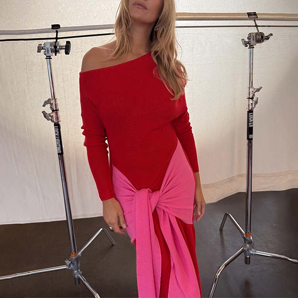 Women's Red and Pink Afia Midi Dress in Red - Size M