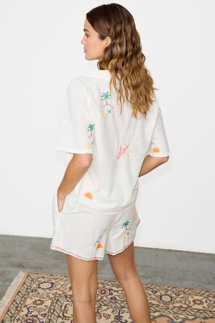 White Embroidery Pyjama Set