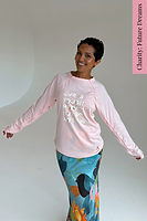 Thumbnail for caption_Model wears Pink Life is Tough Long Sleeve T-Shirt in size M