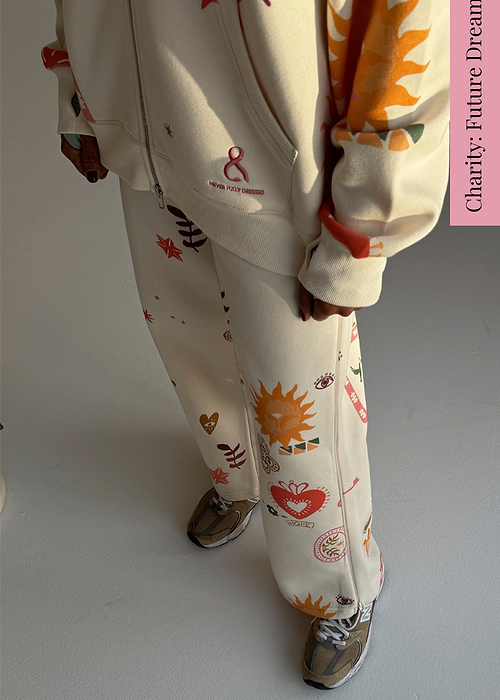 Cream Sundazed Wide Leg Accessible Joggers