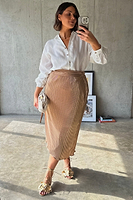 Thumbnail for Gold Plisse Jaspre Skirt