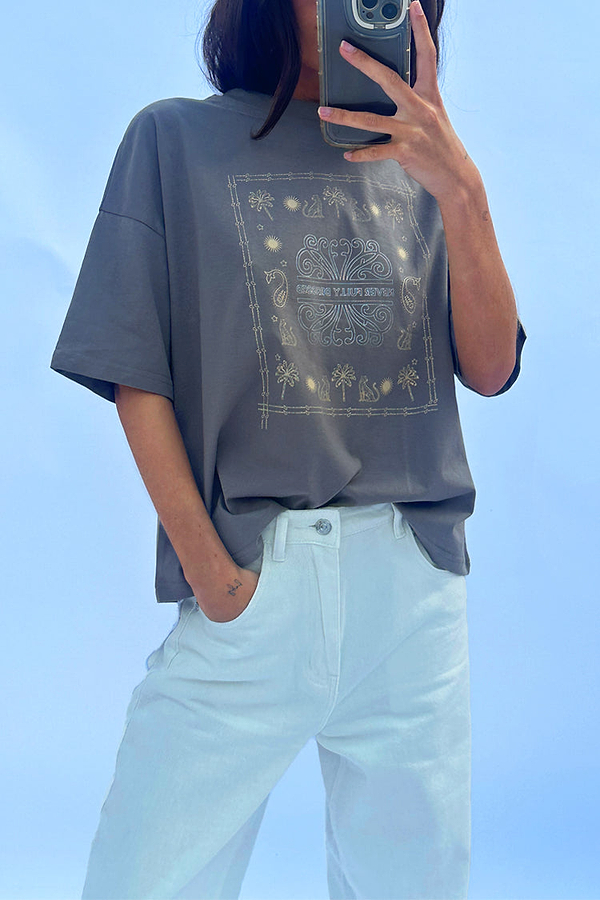Grey Running Wild Bandana T-Shirt