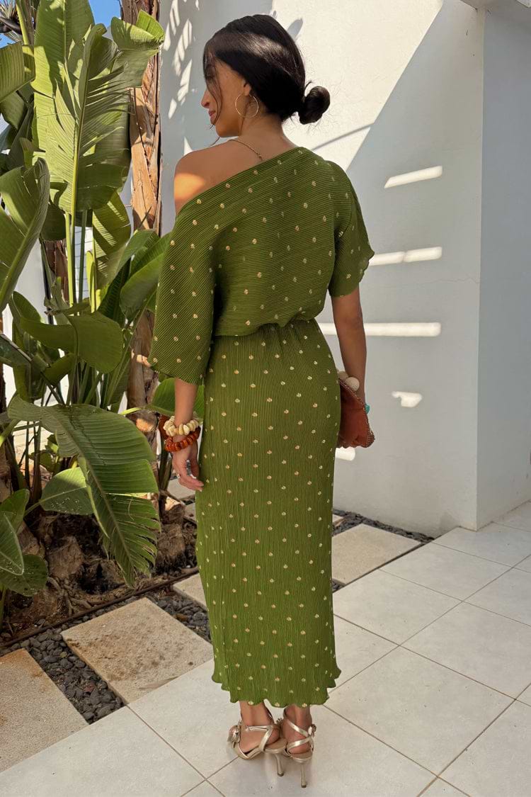 Khaki Plisse Tilly Dress