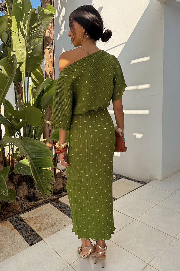 Khaki Plisse Tilly Dress Petite